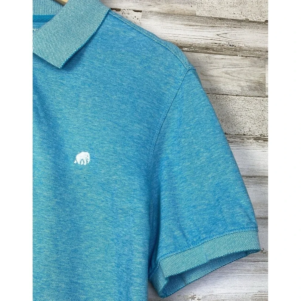 Banana Republic Polo Shirt Mens Sz M/M Heather Teal Textured 100% Cotton GAP